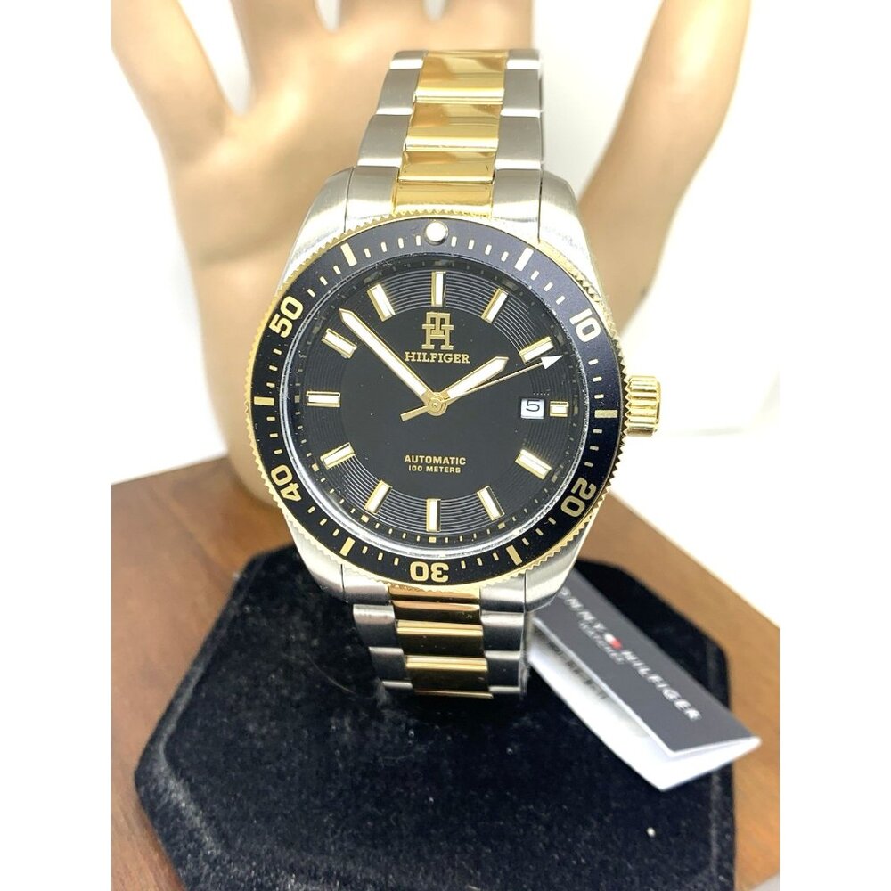 Tommy Hilfiger Men's Watch 1710552 Automatic Black Dial Two Tone Steel 40mm